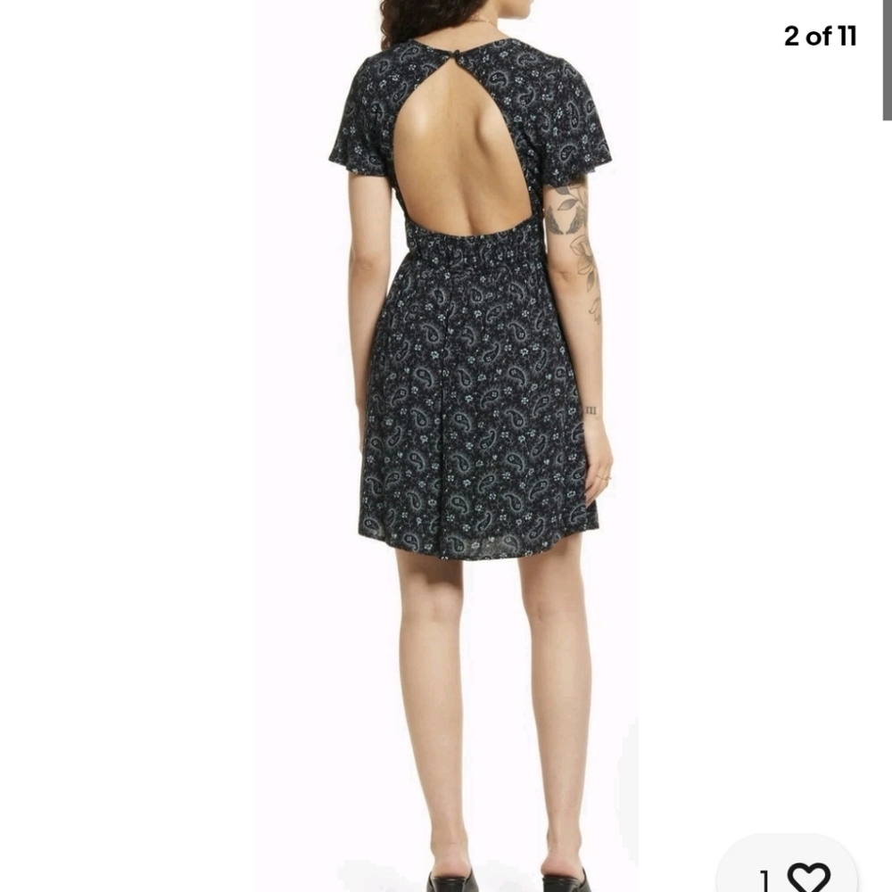 BP Deep V Neck Low Back Paisley Patterned Mini Dress Festival  Small - Picture 2 of 7